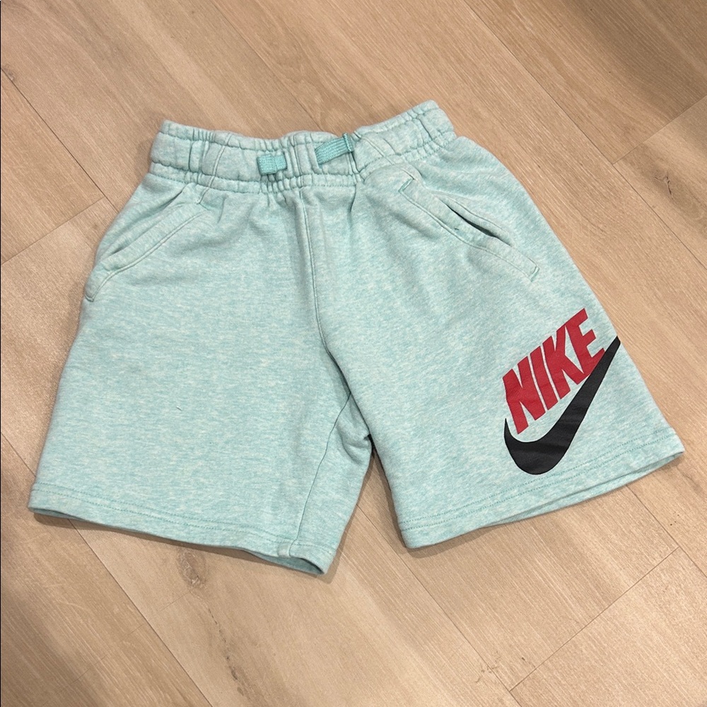 Nike Kids Aqua Shorts with Red Logo
